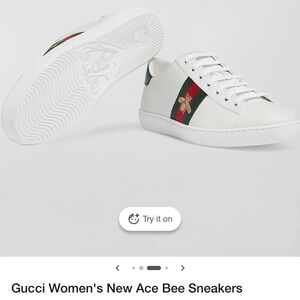 Gucci Women's New Ace White Bee Sneakers